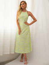 Halter Floral Backless Midi Dress